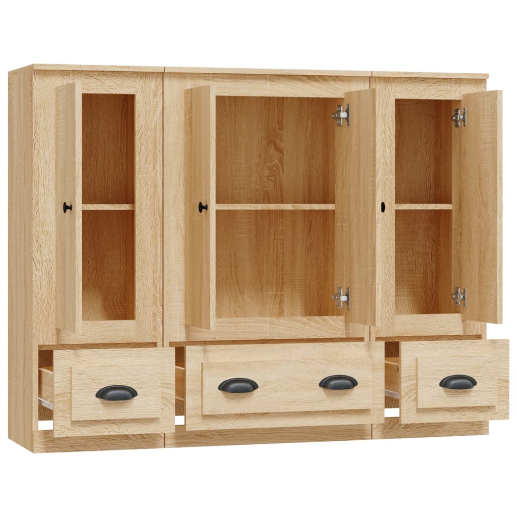 vidaXL Wysokie szafki, 3 szt., dąb sonoma, materiał drewnopochodny