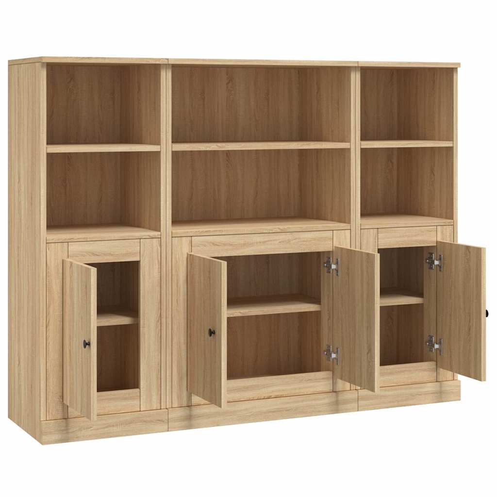vidaXL Wysokie szafki, 3 szt., dąb sonoma, materiał drewnopochodny