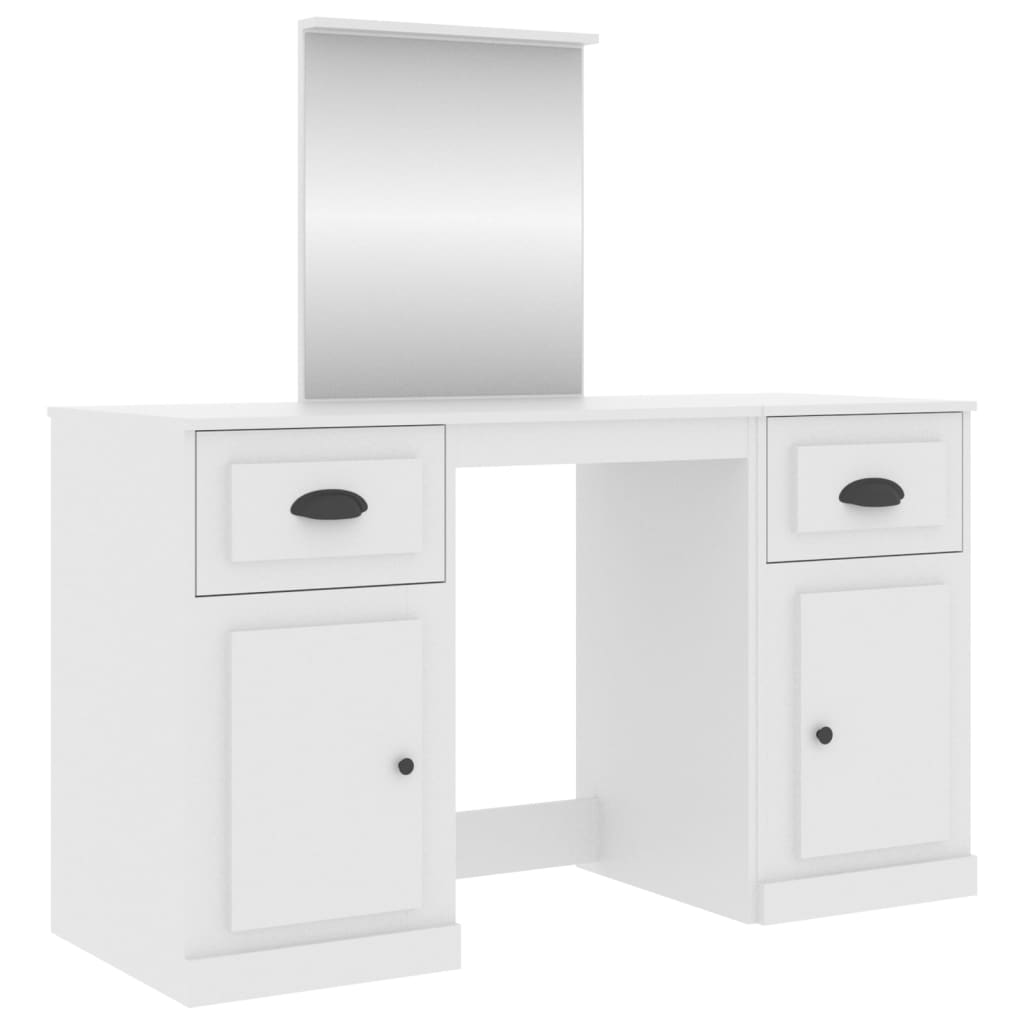 vidaXL Toaletka z lustrem, biała, 130x50x132,5 cm