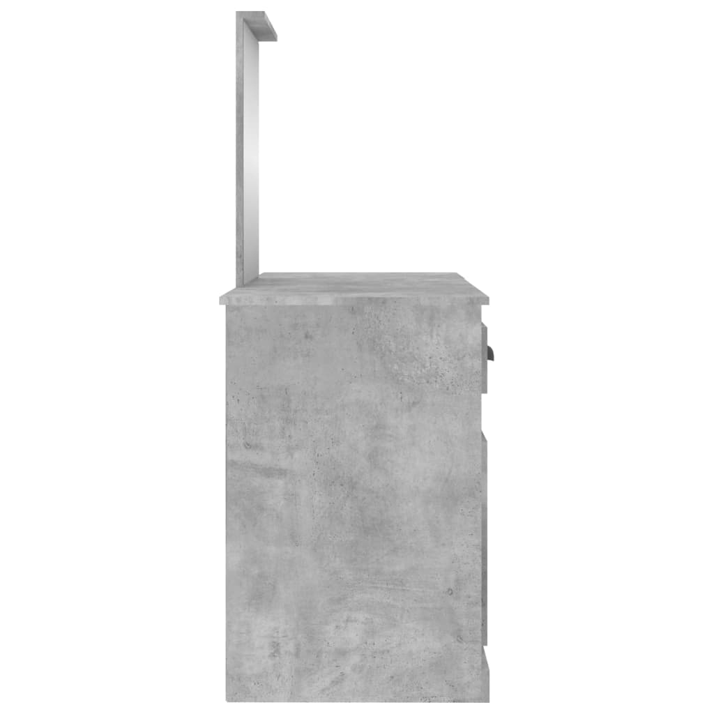 vidaXL Toaletka z lustrem, szarość betonu, 130x50x132,5 cm