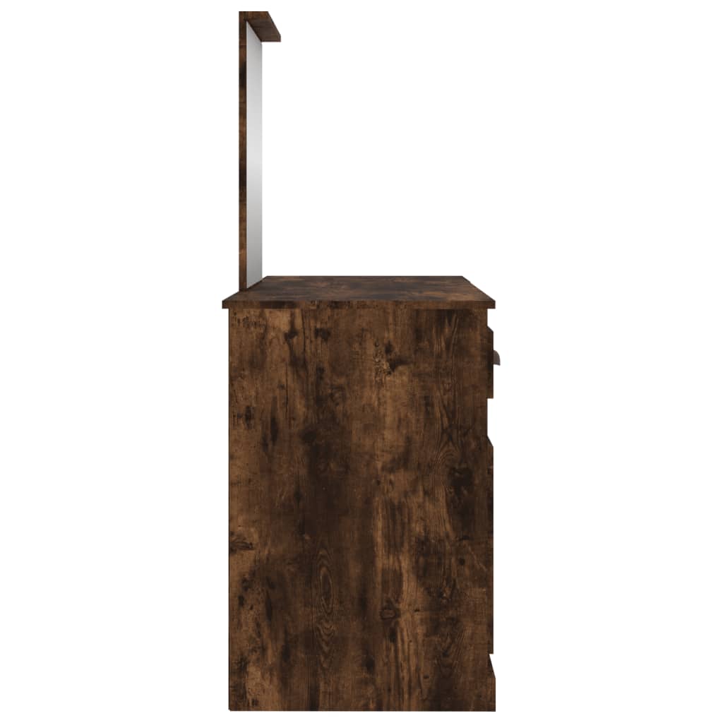 vidaXL Toaletka z lustrem, przydymiony dąb, 130x50x132,5 cm