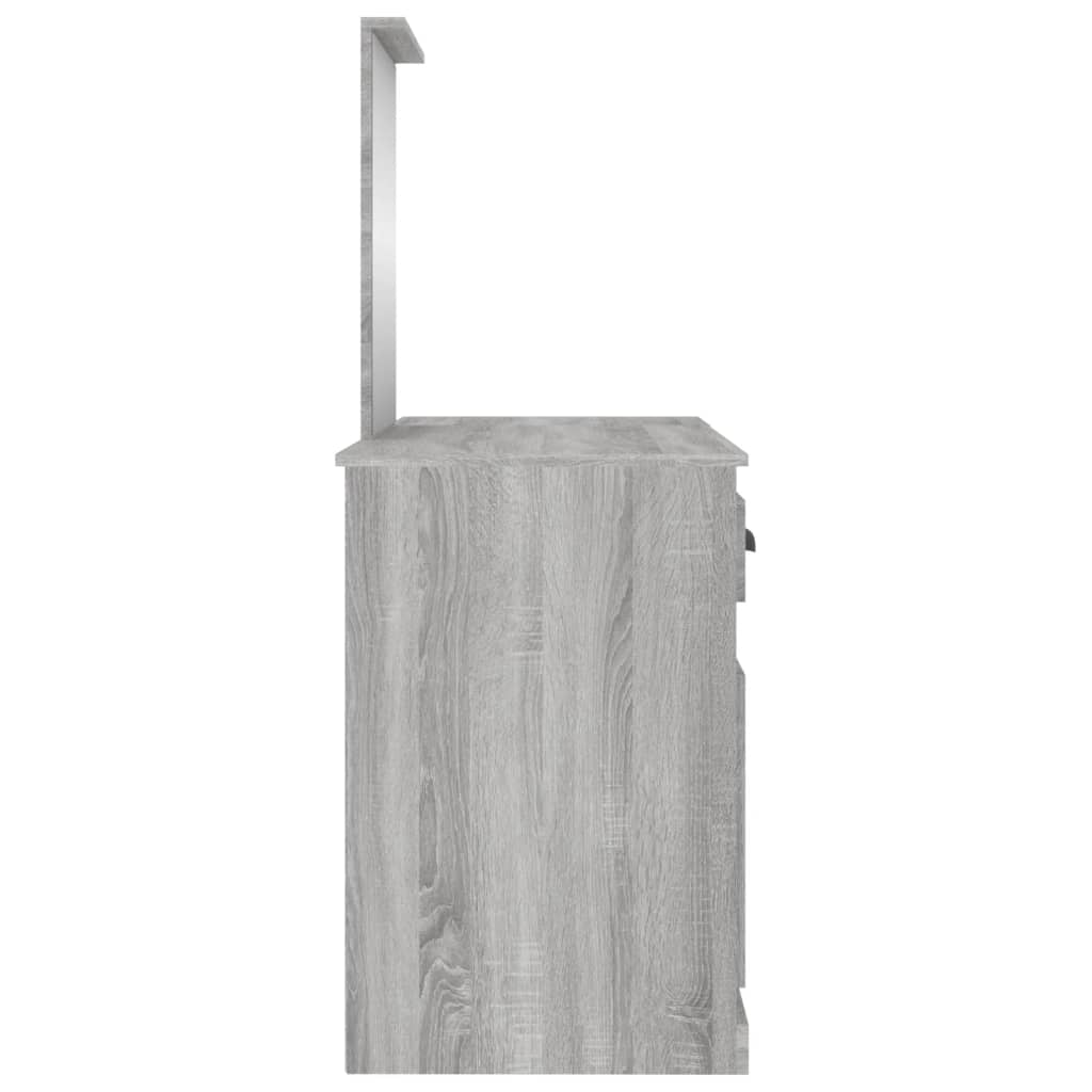 vidaXL Toaletka z lustrem, szary dąb sonoma, 130x50x132,5 cm