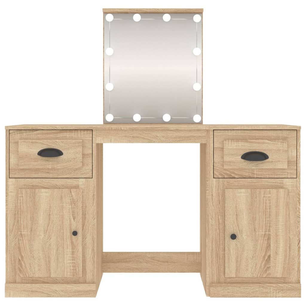 vidaXL Toaletka z oświetleniem LED, dąb sonoma, 130x50x132,5 cm