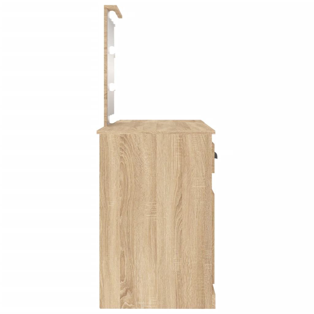 vidaXL Toaletka z oświetleniem LED, dąb sonoma, 130x50x132,5 cm