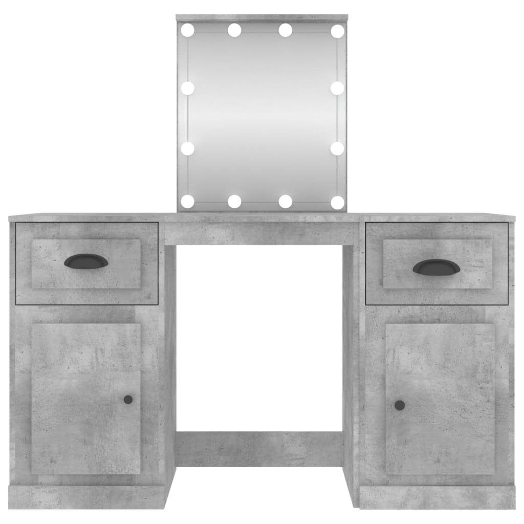 vidaXL Toaletka z oświetleniem LED, szarość betonu, 130x50x132,5 cm