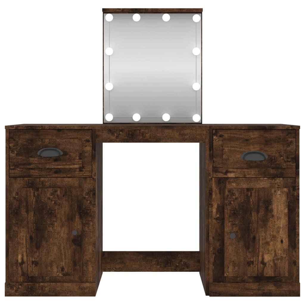 vidaXL Toaletka z oświetleniem LED, przydymiony dąb, 130x50x132,5 cm