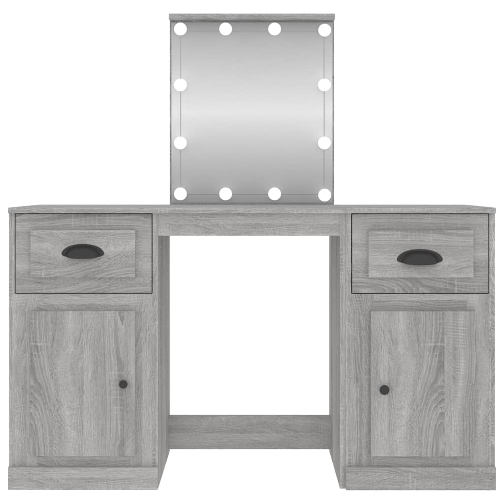 vidaXL Toaletka z oświetleniem LED, szary dąb sonoma, 130x50x132,5 cm