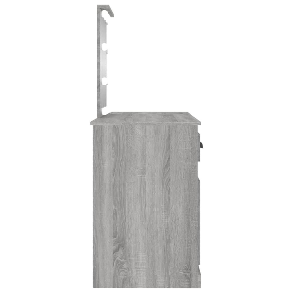 vidaXL Toaletka z oświetleniem LED, szary dąb sonoma, 130x50x132,5 cm