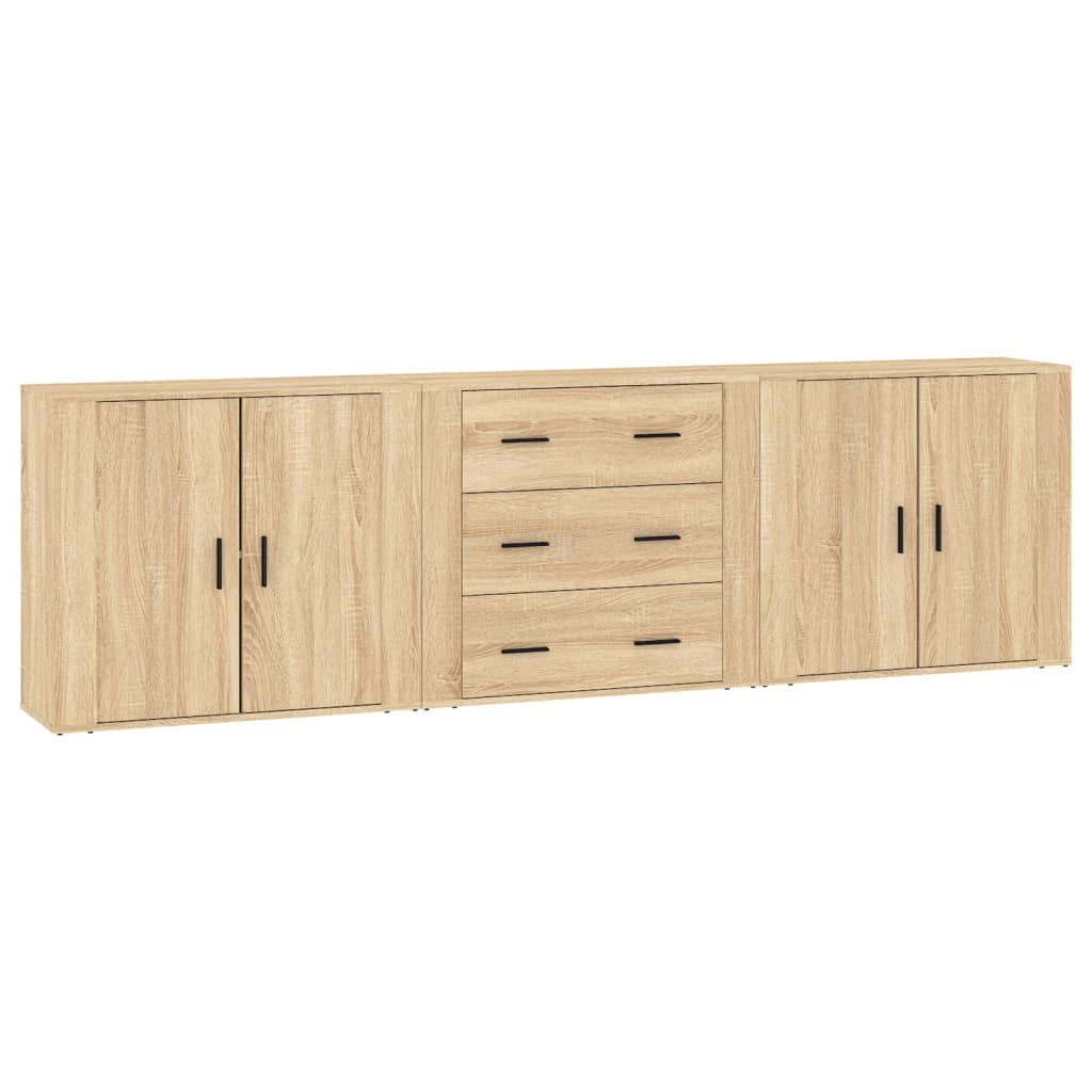 vidaXL Szafki, 3 szt., dąb sonoma, materiał drewnopochodny