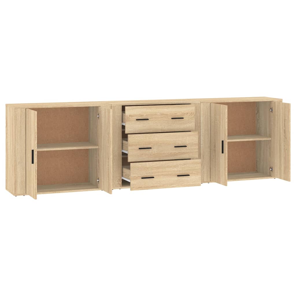 vidaXL Szafki, 3 szt., dąb sonoma, materiał drewnopochodny