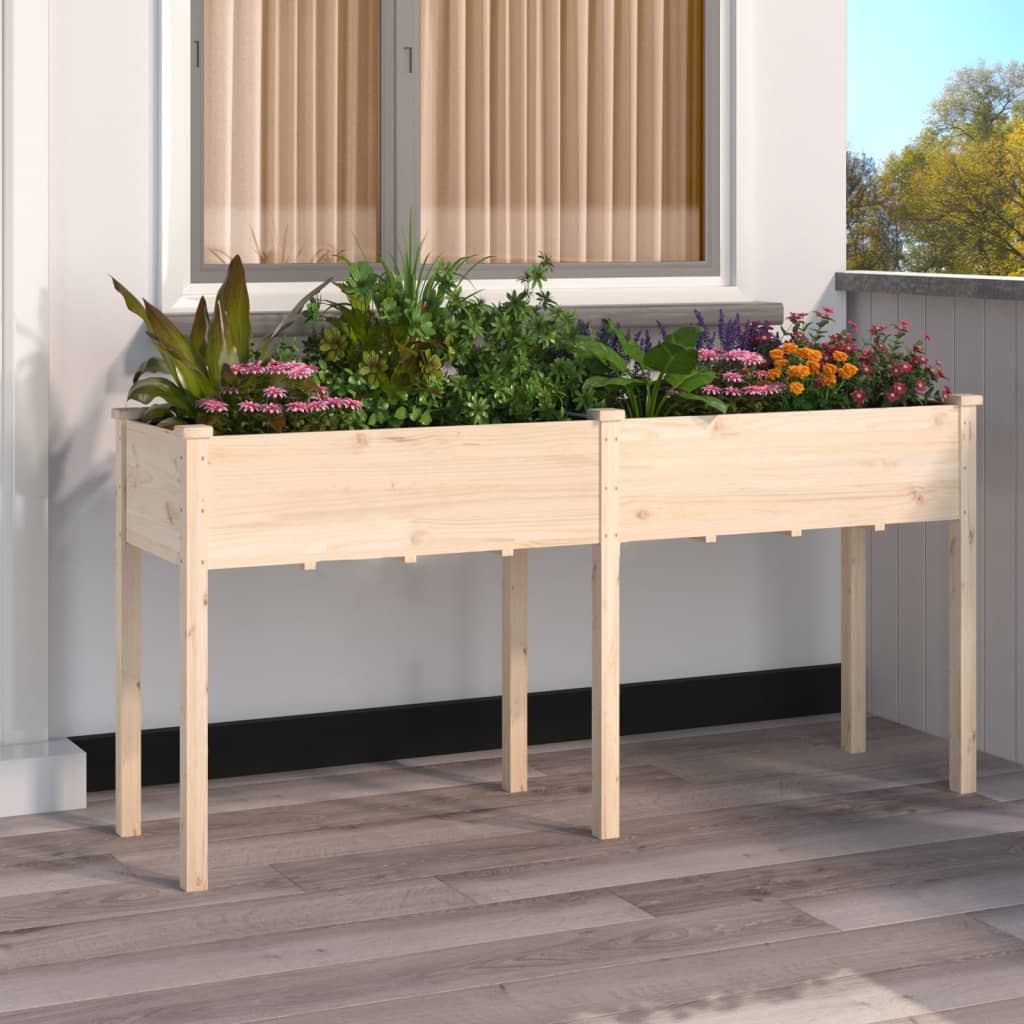 vidaXL Kwietnik z wyściółką, 161x45x76 cm, lite drewno jodłowe