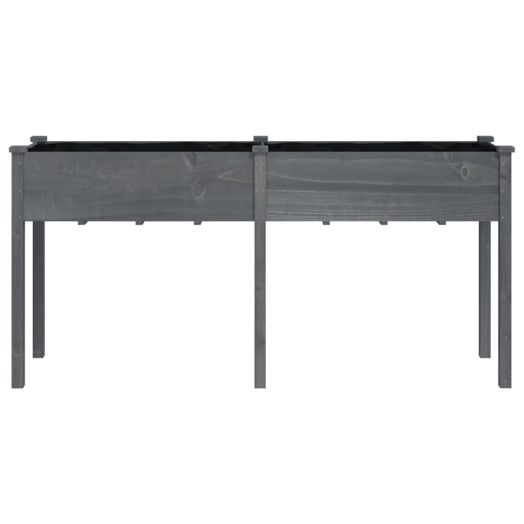 vidaXL Kwietnik z wyściółką, szary, 161x45x76 cm, lite drewno jodłowe