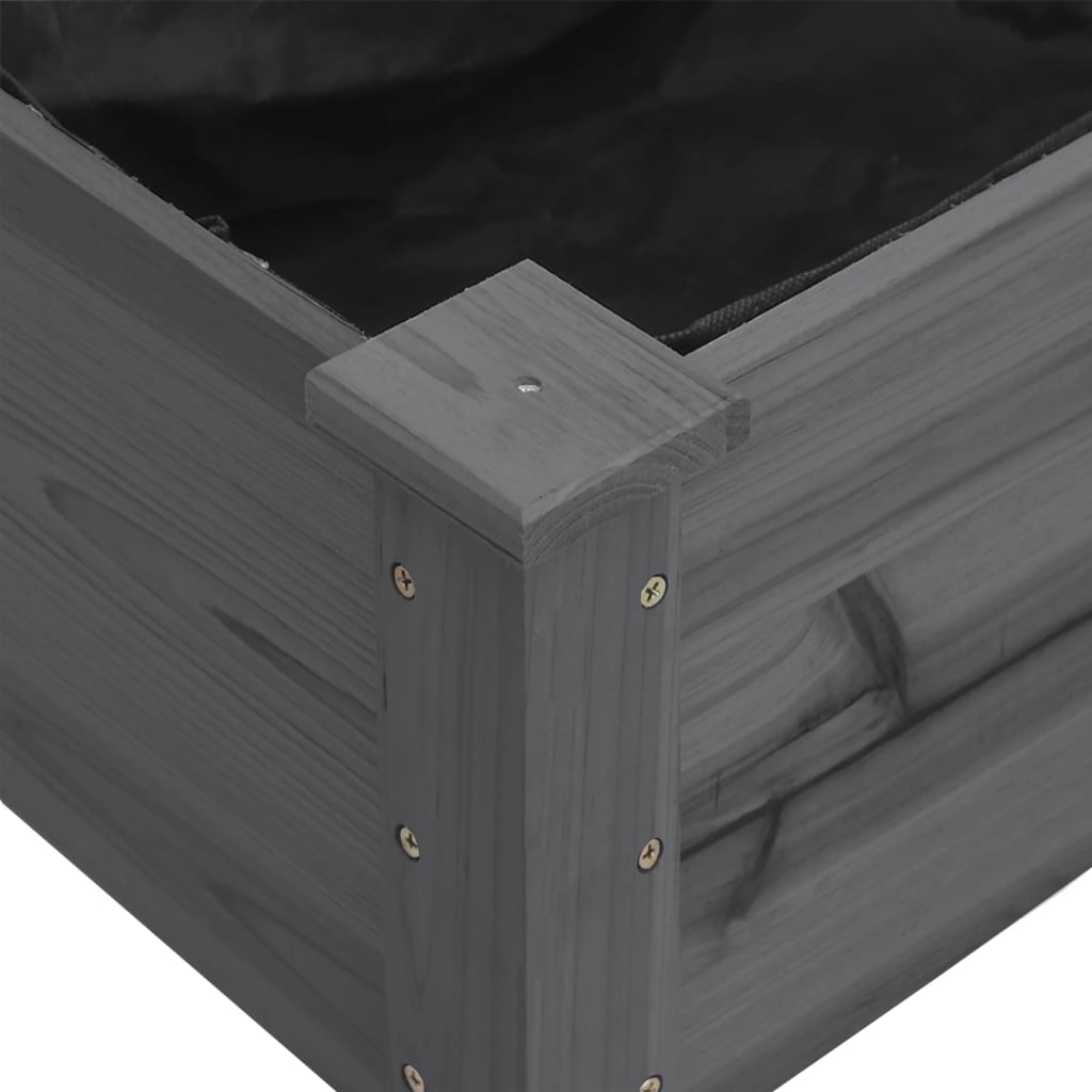 vidaXL Kwietnik z wyściółką, szary, 161x45x76 cm, lite drewno jodłowe