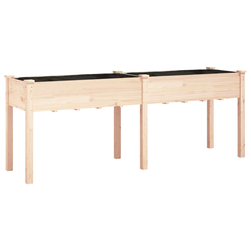 vidaXL Kwietnik z wyściółką, 203x53x76 cm, lite drewno jodłowe