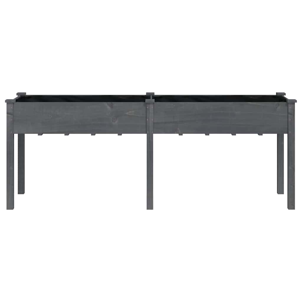 vidaXL Kwietnik z wyściółką, szary, 203x53x76 cm, lite drewno jodłowe