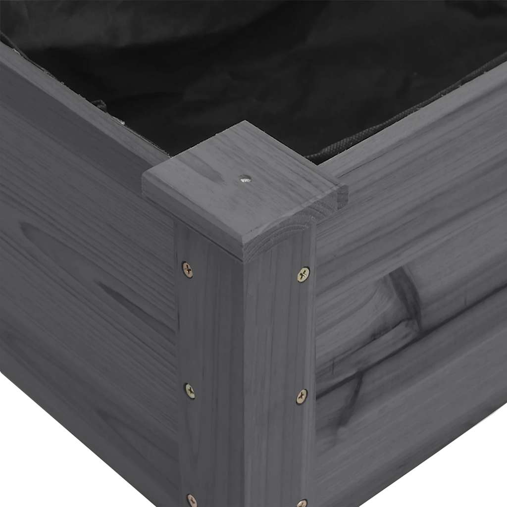 vidaXL Kwietnik z wyściółką, szary, 203x53x76 cm, lite drewno jodłowe