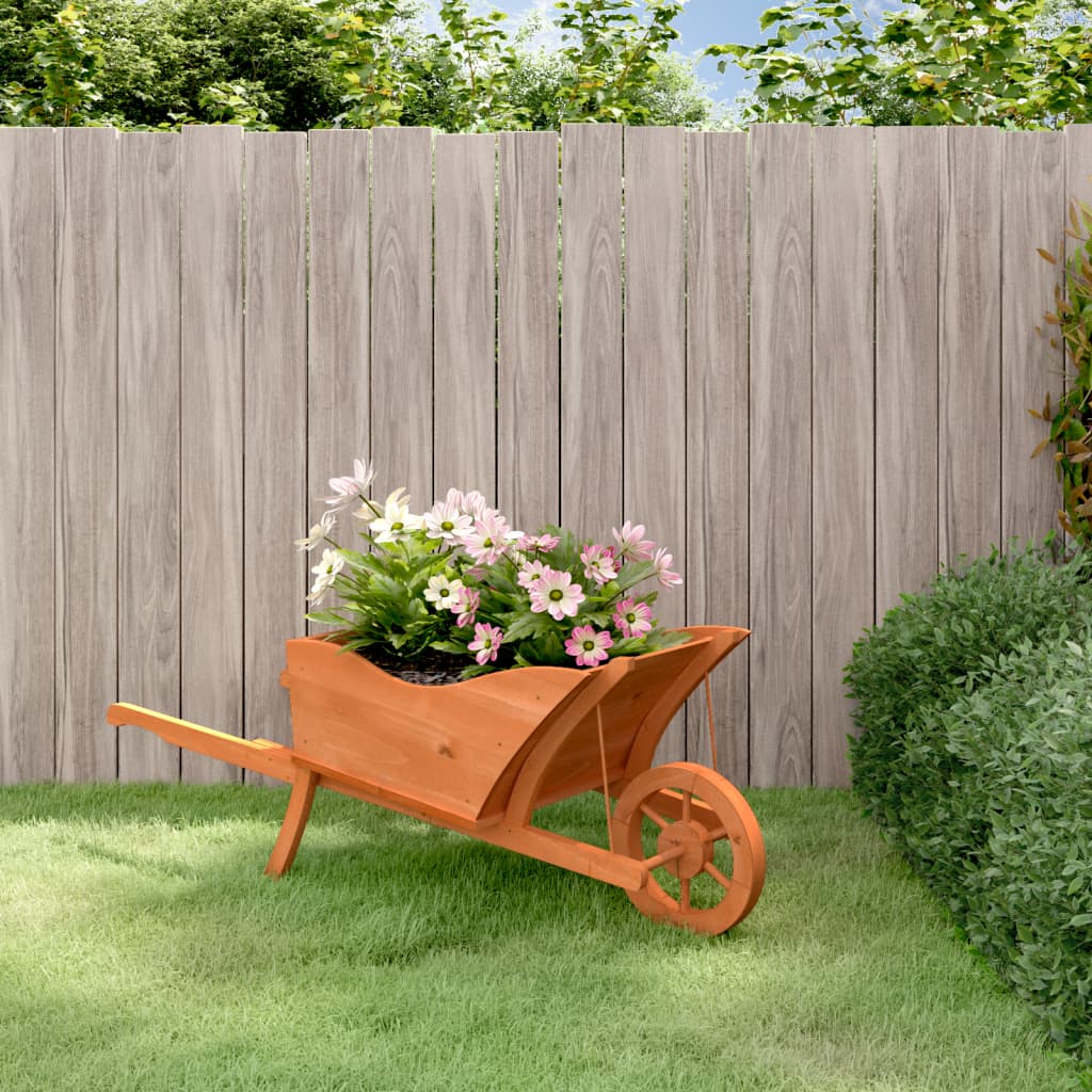 vidaXL Donica w kształcie taczki, 128x45,5x43 cm, lite drewno jodłowe