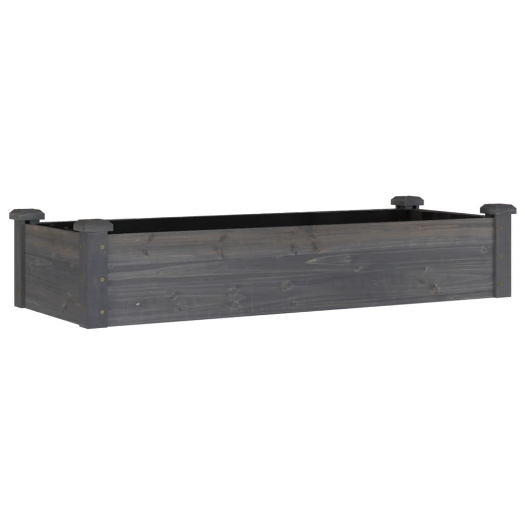 vidaXL Podwyższona rabata z wyściółką, szara, 120x45x25 cm, jodła