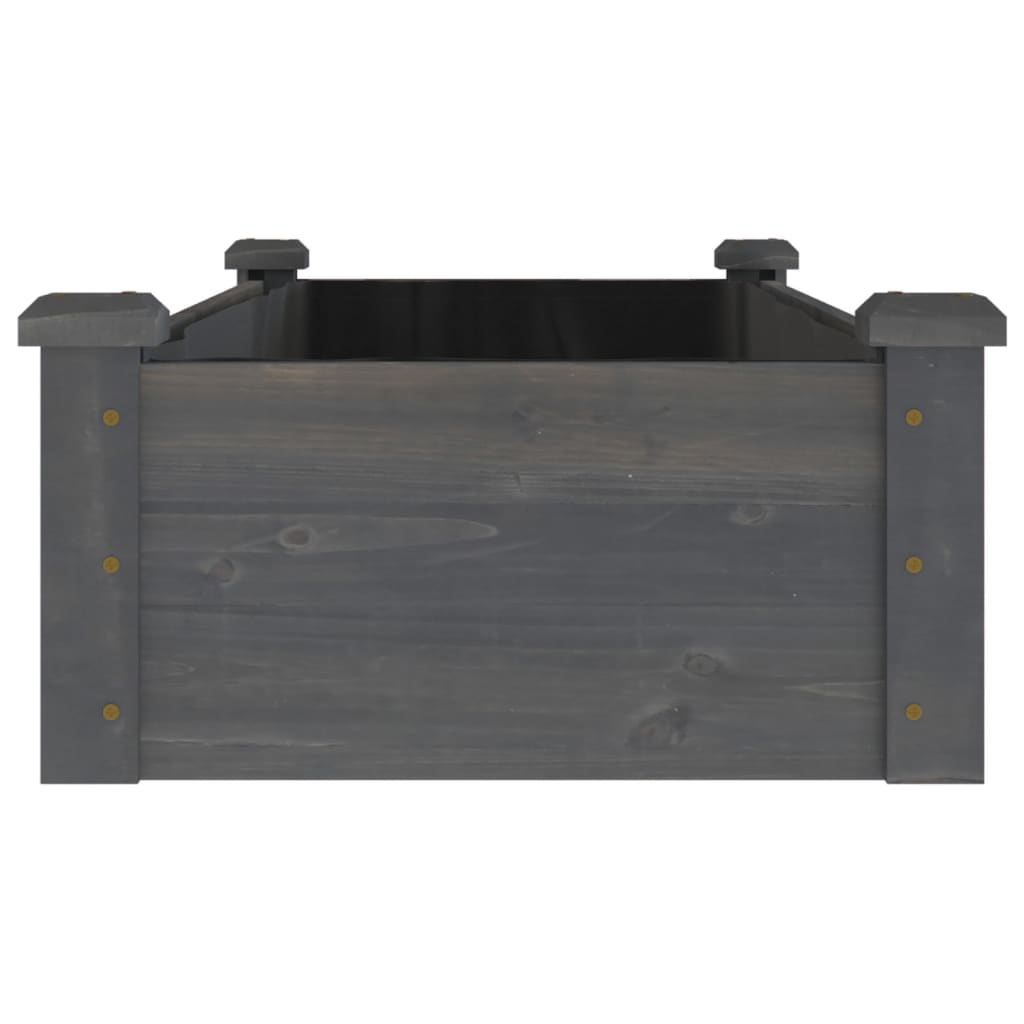 vidaXL Podwyższona rabata z wyściółką, szara, 120x45x25 cm, jodła