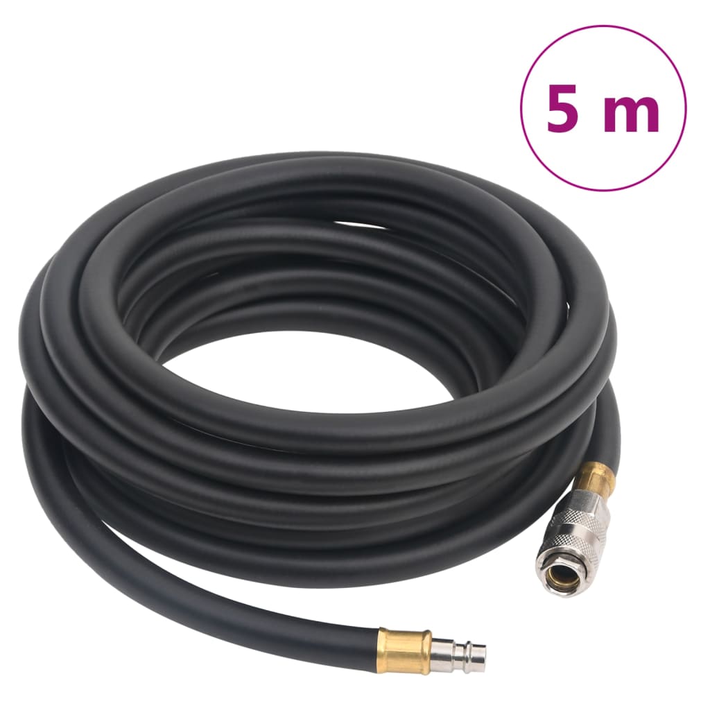 vidaXL Hybrydowy wąż pneumatyczny, czarny, 0,6", 5 m, guma i PVC