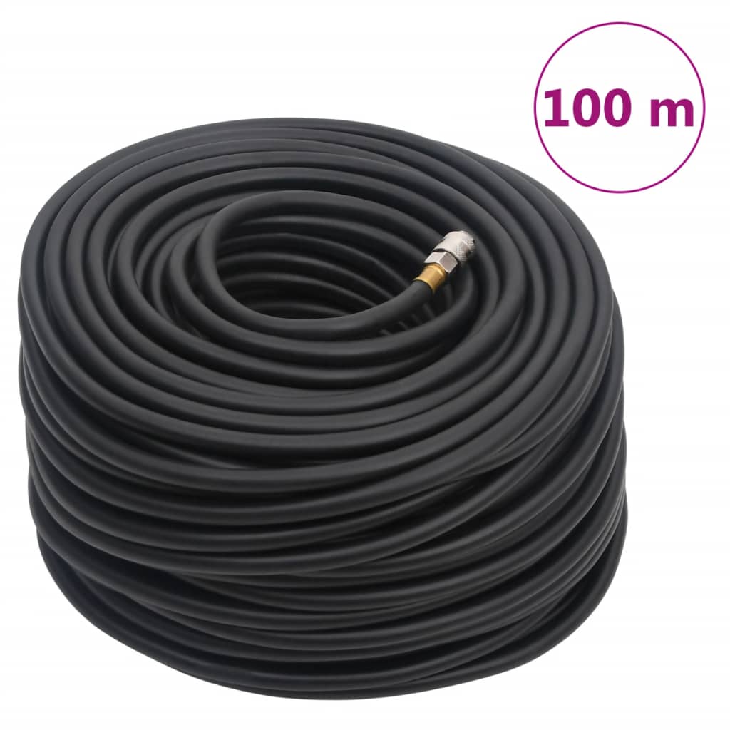 vidaXL Hybrydowy wąż pneumatyczny, czarny, 0,6", 100 m, guma i PVC