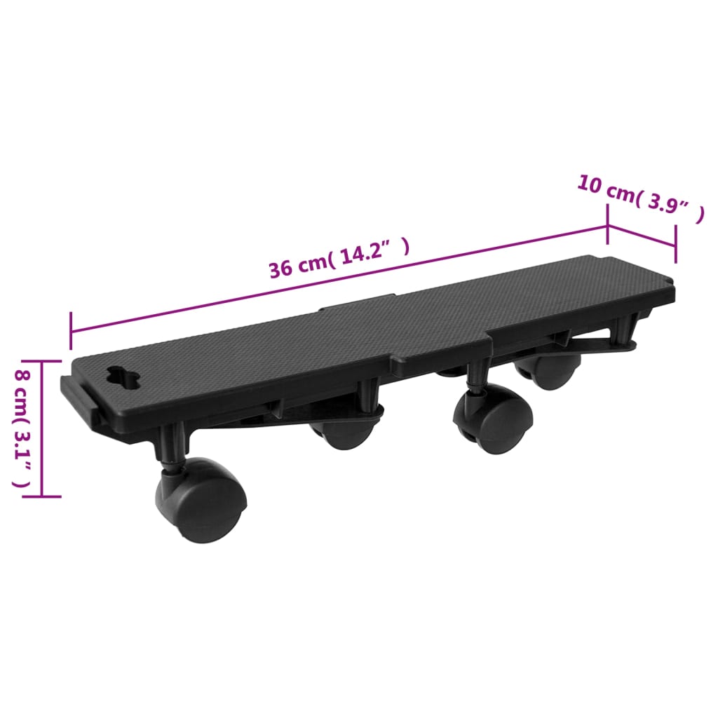 vidaXL Wózki transportowe, 4 kółka, 2 szt., czarne, PP, 170 kg