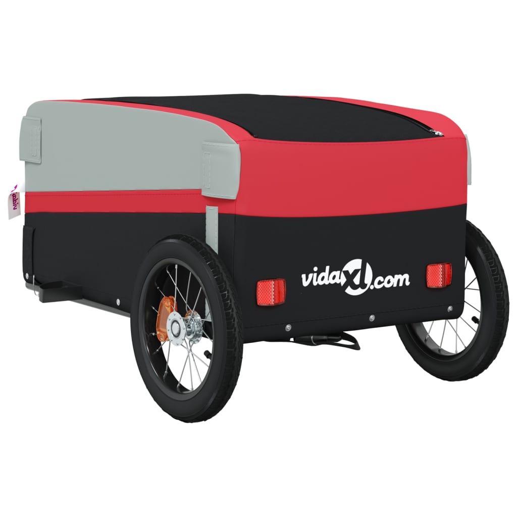 vidaXL Przyczepka rowerowa, czarno-czerwona, 30 kg, żelazo