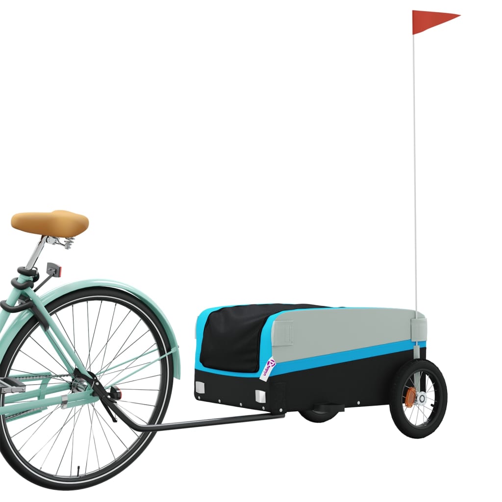 vidaXL Przyczepka rowerowa, czarno-niebieska, 30 kg, żelazo