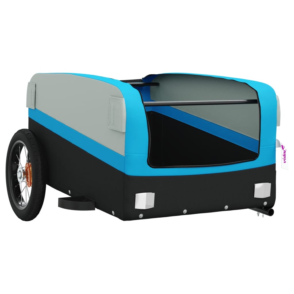 vidaXL Przyczepka rowerowa, czarno-niebieska, 30 kg, żelazo