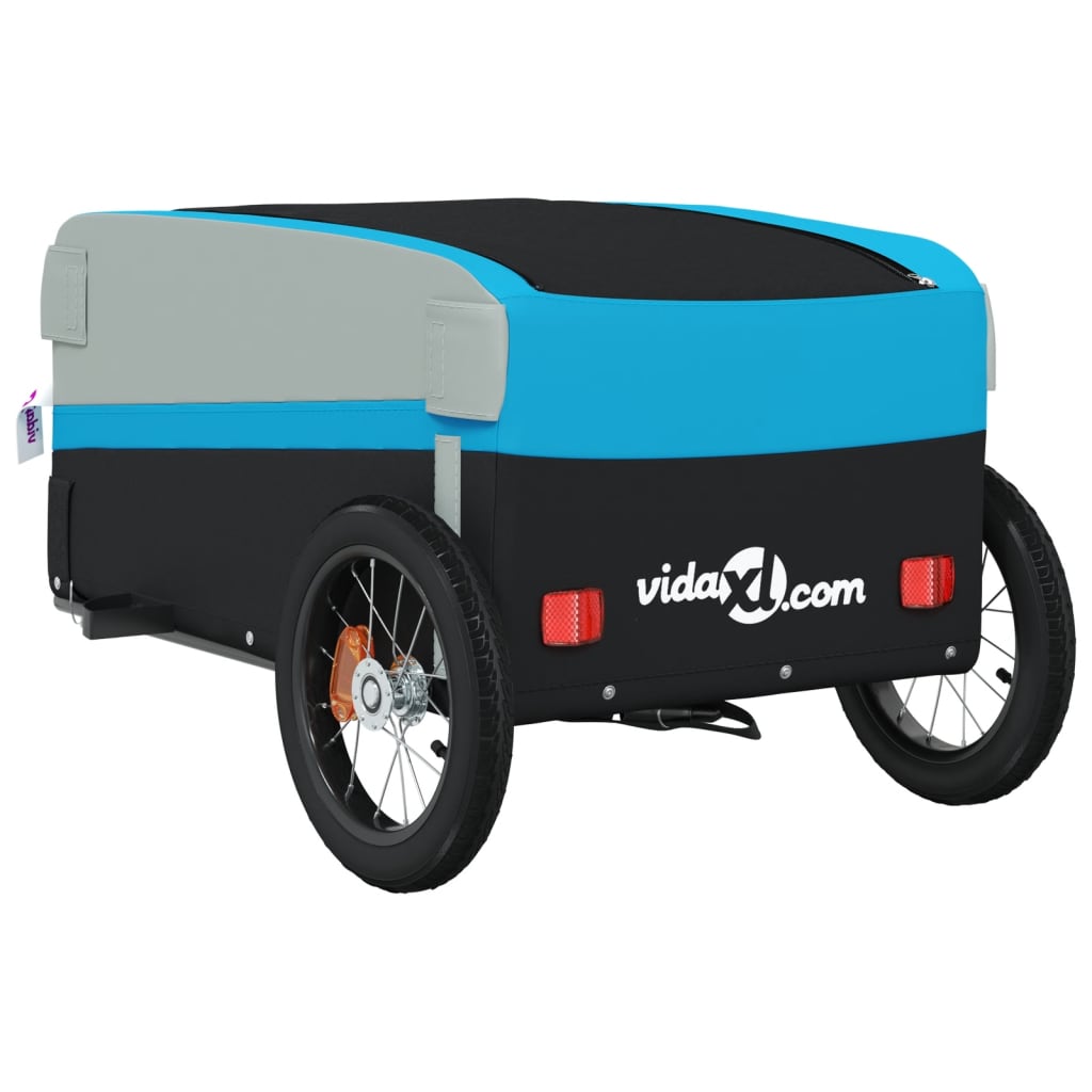 vidaXL Przyczepka rowerowa, czarno-niebieska, 30 kg, żelazo