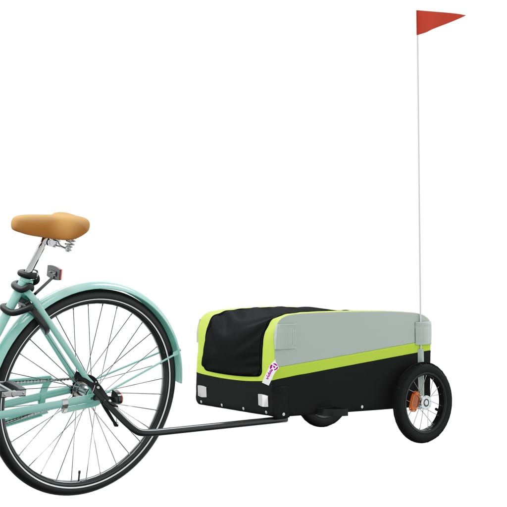 vidaXL Przyczepka rowerowa, czarno-zielona, 30 kg, żelazo