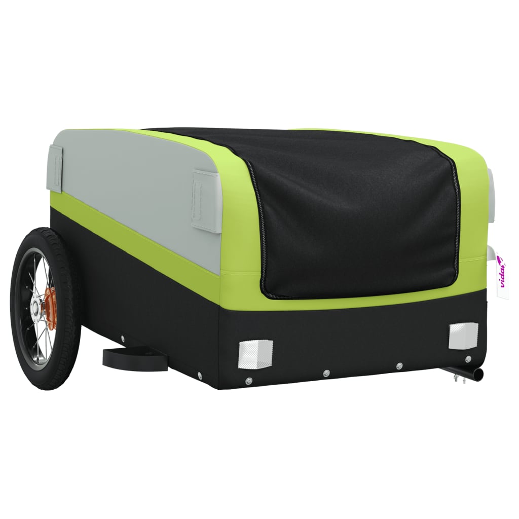 vidaXL Przyczepka rowerowa, czarno-zielona, 30 kg, żelazo