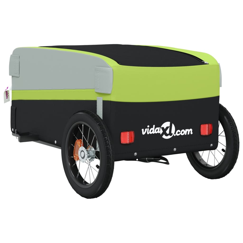 vidaXL Przyczepka rowerowa, czarno-zielona, 30 kg, żelazo