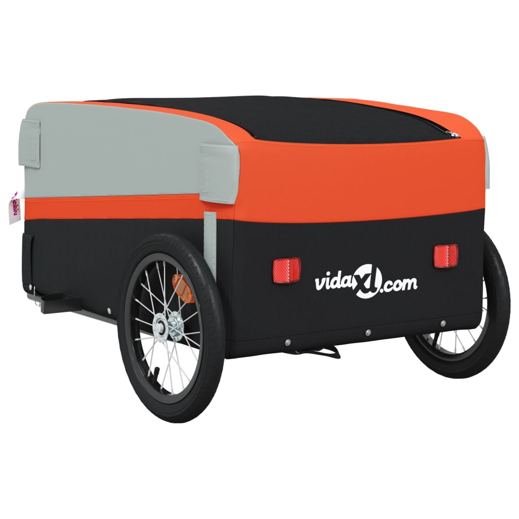 vidaXL Przyczepka rowerowa, czarno-pomarańczowa, 45 kg, żelazo