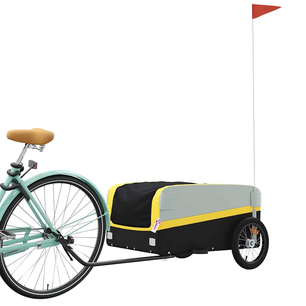 vidaXL Przyczepka rowerowa, czarno-żółta, 45 kg, żelazo