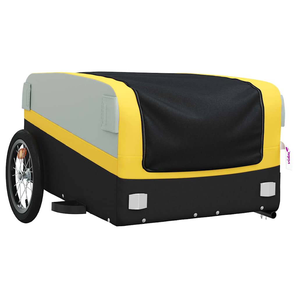 vidaXL Przyczepka rowerowa, czarno-żółta, 45 kg, żelazo