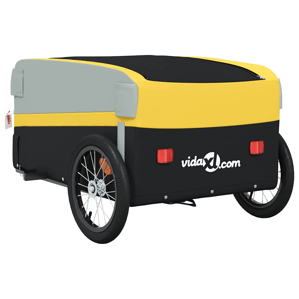 vidaXL Przyczepka rowerowa, czarno-żółta, 45 kg, żelazo