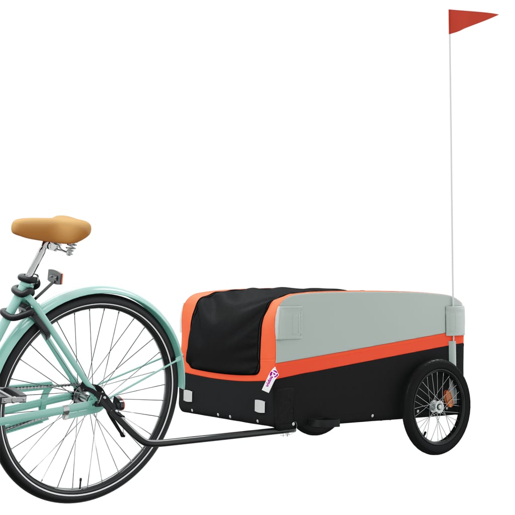 vidaXL Przyczepka rowerowa, czarno-pomarańczowa, 45 kg, żelazo