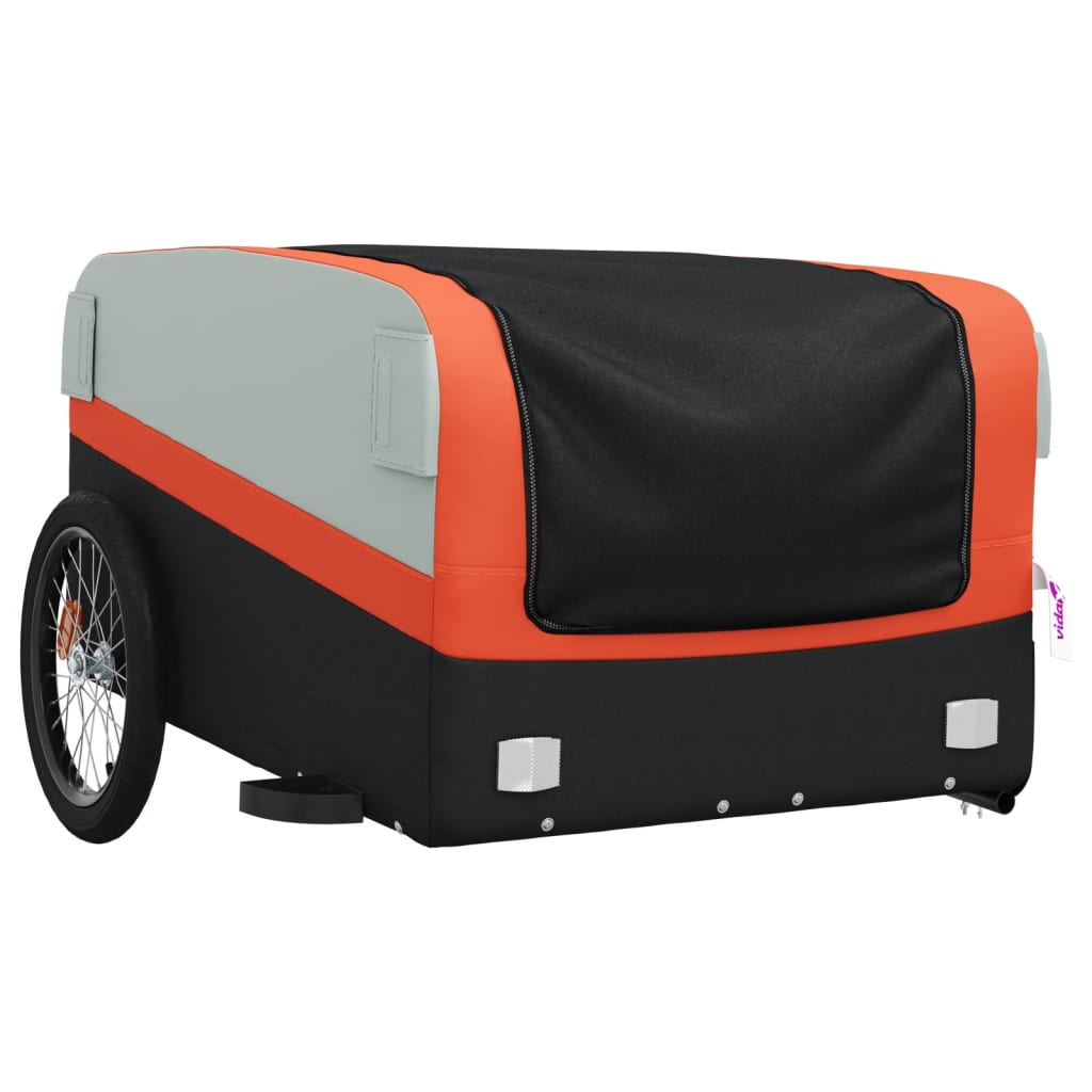 vidaXL Przyczepka rowerowa, czarno-pomarańczowa, 45 kg, żelazo