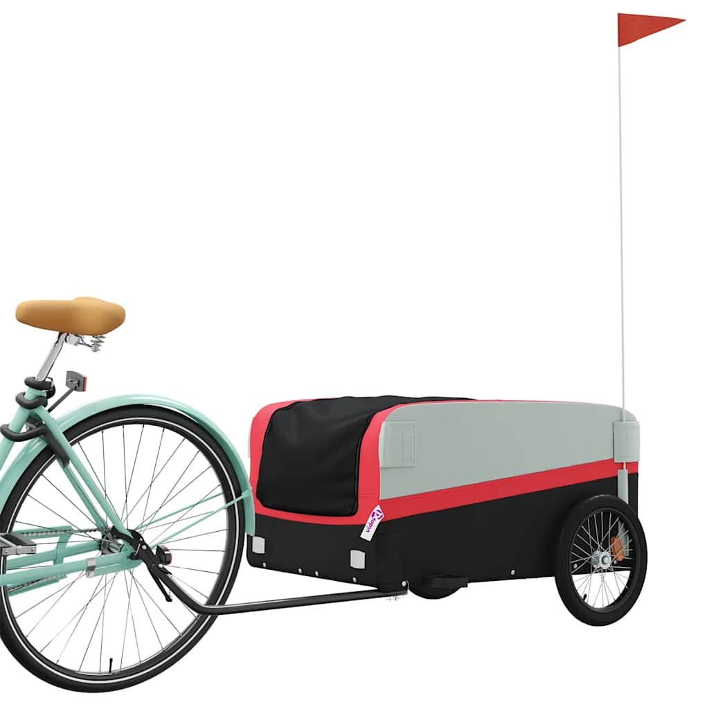 vidaXL Przyczepka rowerowa, czarno-czerwona, 45 kg, żelazo