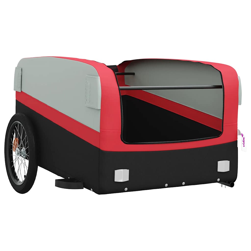 vidaXL Przyczepka rowerowa, czarno-czerwona, 45 kg, żelazo