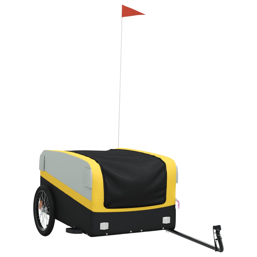 vidaXL Przyczepka rowerowa, czarno-żółta, 45 kg, żelazo