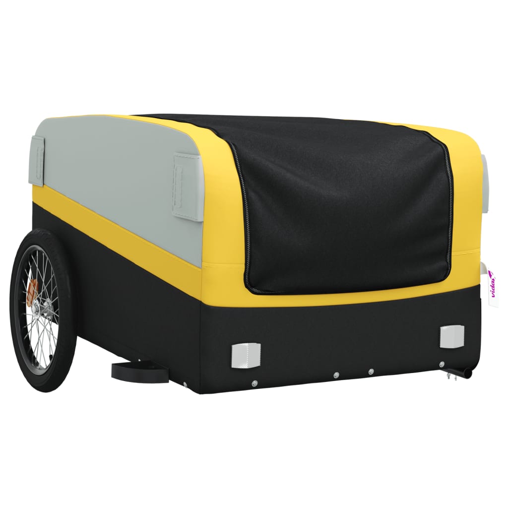 vidaXL Przyczepka rowerowa, czarno-żółta, 45 kg, żelazo