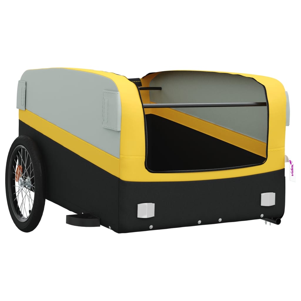 vidaXL Przyczepka rowerowa, czarno-żółta, 45 kg, żelazo