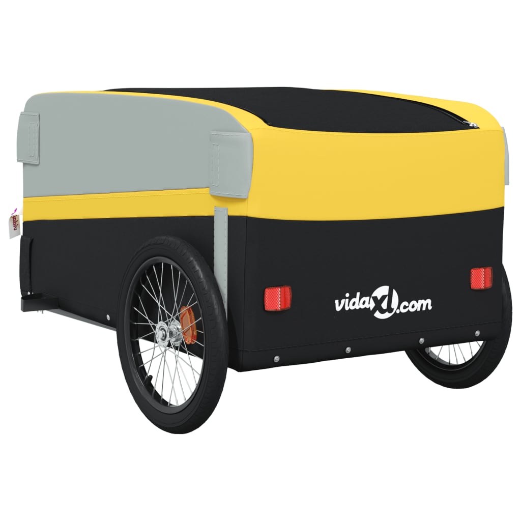 vidaXL Przyczepka rowerowa, czarno-żółta, 45 kg, żelazo