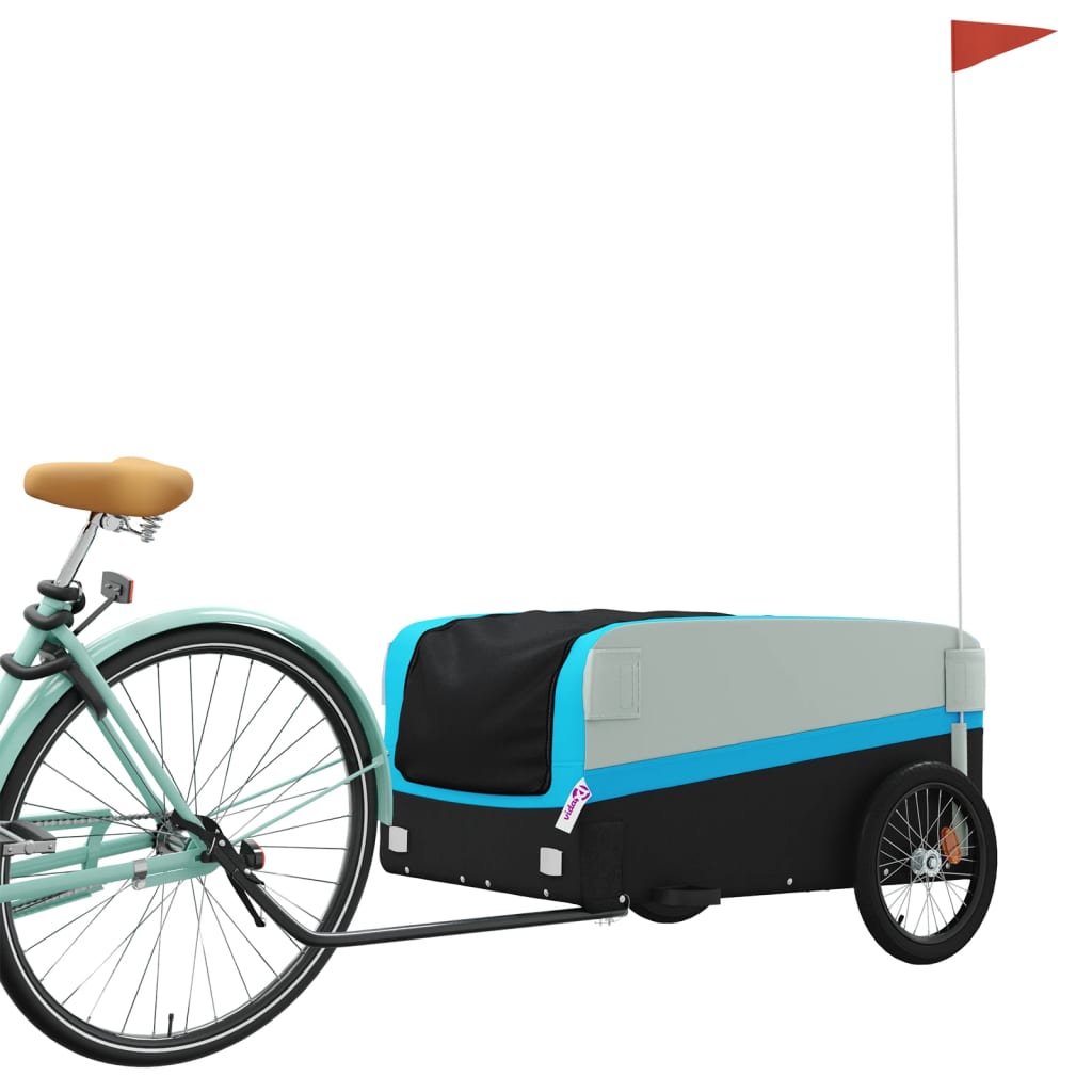 vidaXL Przyczepka rowerowa, czarno-niebieska, 45 kg, żelazo