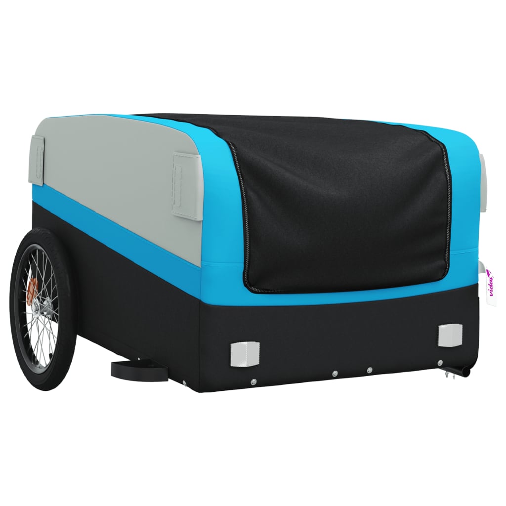 vidaXL Przyczepka rowerowa, czarno-niebieska, 45 kg, żelazo