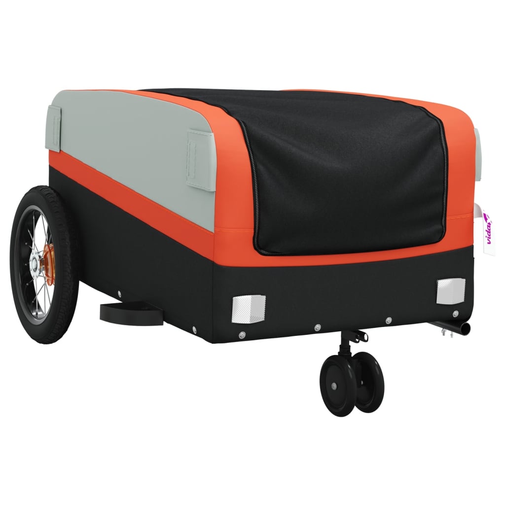 vidaXL Przyczepka rowerowa, czarno-pomarańczowa, 30 kg, żelazo