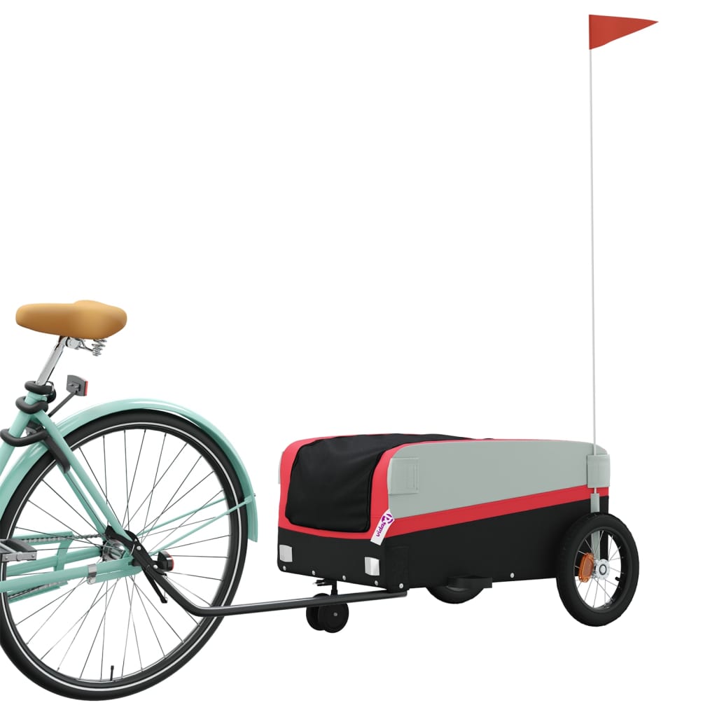 vidaXL Przyczepka rowerowa, czarno-czerwona, 30 kg, żelazo