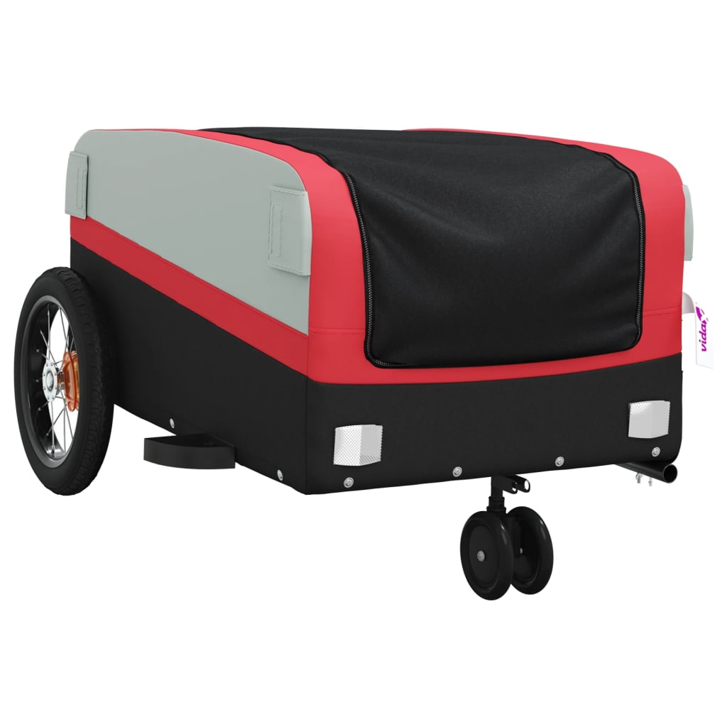 vidaXL Przyczepka rowerowa, czarno-czerwona, 30 kg, żelazo
